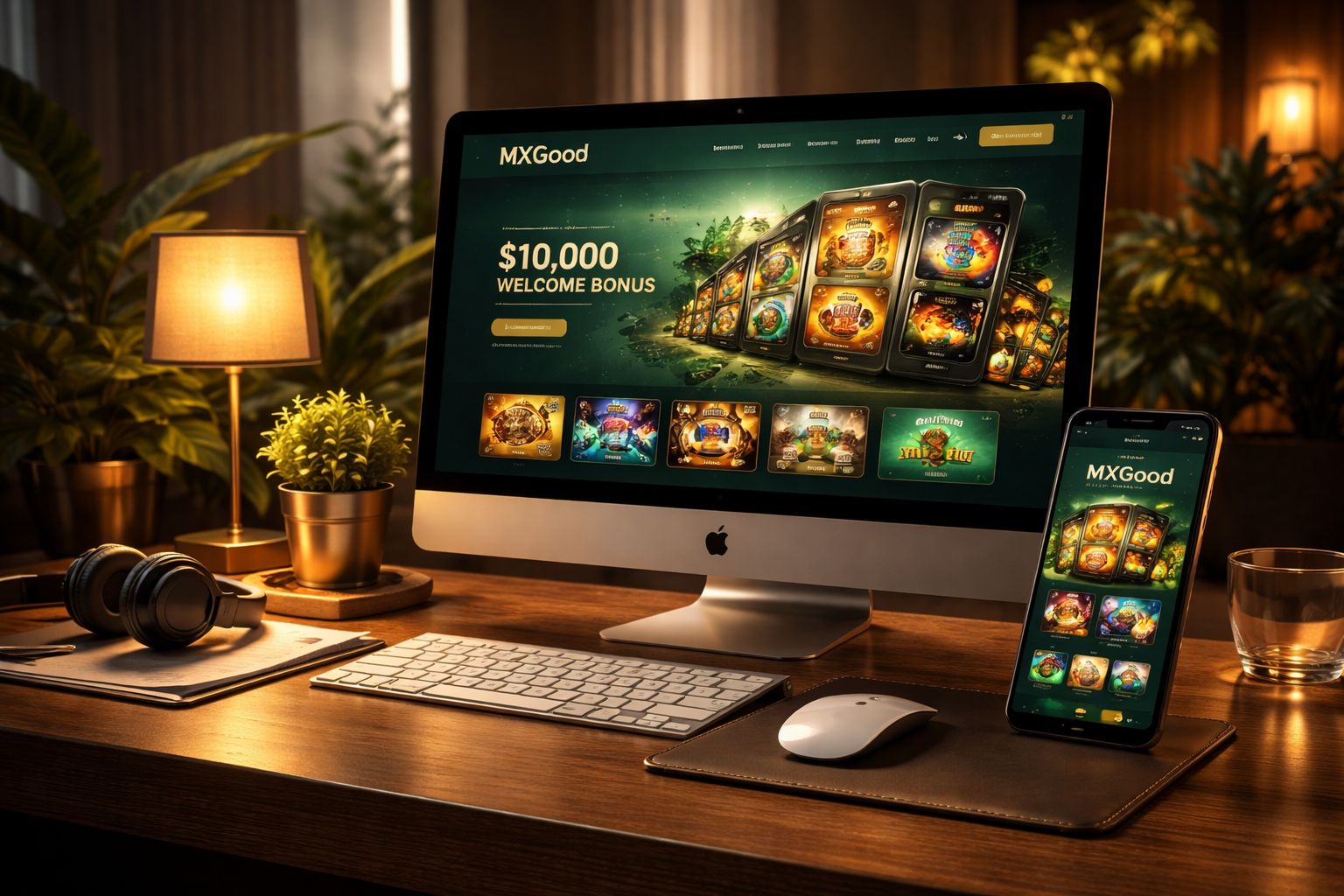 Vista general de la plataforma MXGood Casino en pantallas de escritorio y móvil